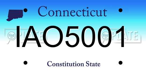IAO5001 Connecticut License Plate