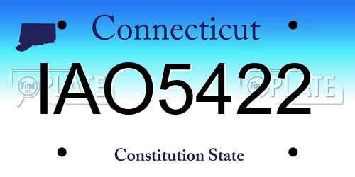 IAO5422 Connecticut License Plate