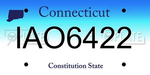 IAO6422 Connecticut License Plate