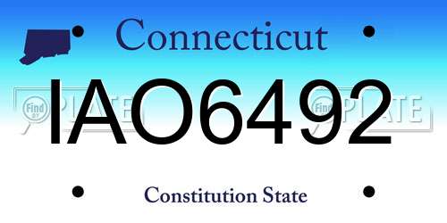 IAO6492 Connecticut License Plate