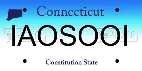 IAOSOOI Connecticut License Plate