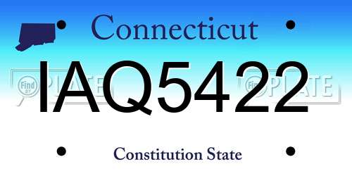 IAQ5422 Connecticut License Plate