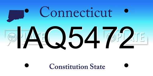IAQ5472 Connecticut License Plate