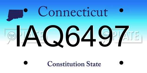 IAQ6497 Connecticut License Plate