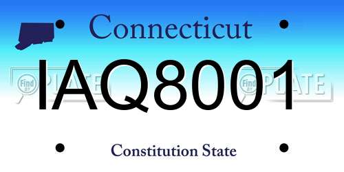 IAQ8001 Connecticut License Plate