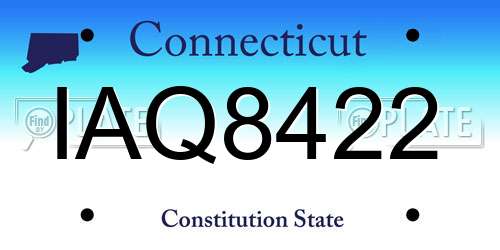 IAQ8422 Connecticut License Plate