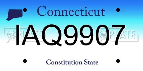 IAQ9907 Connecticut License Plate