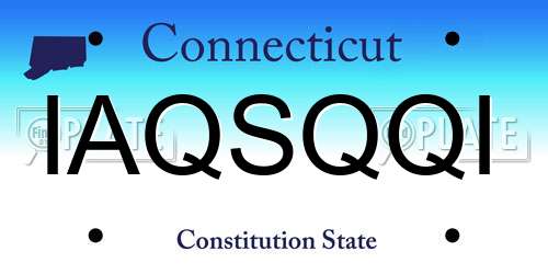 IAQSQQI Connecticut License Plate