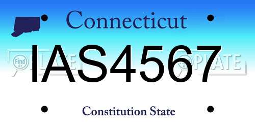 IAS4567 Connecticut License Plate