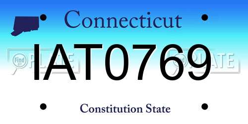 IAT0769 Connecticut License Plate