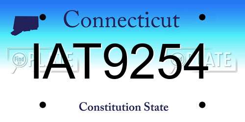 IAT9254 Connecticut License Plate