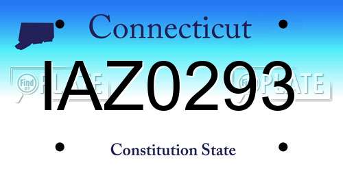 IAZ0293 Connecticut License Plate