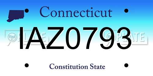 IAZ0793 Connecticut License Plate