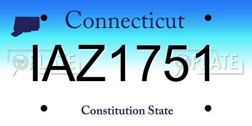 IAZ1751 Connecticut License Plate