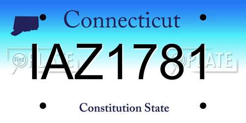 IAZ1781 Connecticut License Plate