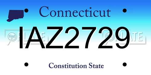 IAZ2729 Connecticut License Plate
