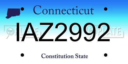 IAZ2992 Connecticut License Plate