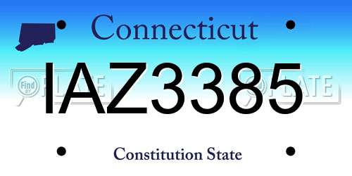 IAZ3385 Connecticut License Plate