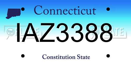 IAZ3388 Connecticut License Plate