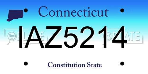 IAZ5214 Connecticut License Plate