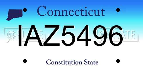 IAZ5496 Connecticut License Plate