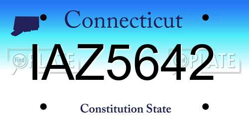 IAZ5642 Connecticut License Plate