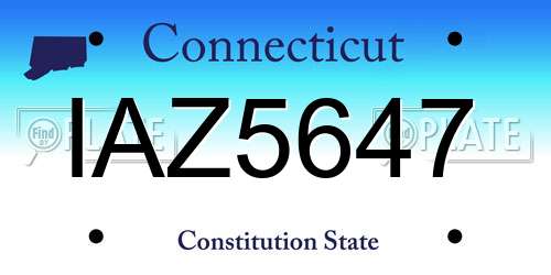 IAZ5647 Connecticut License Plate