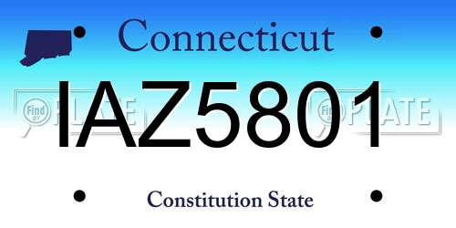 IAZ5801 Connecticut License Plate