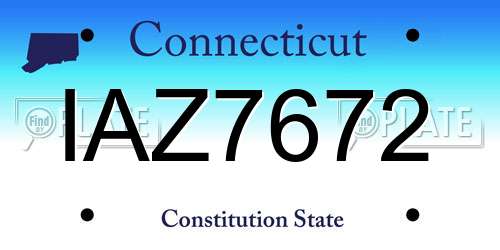 IAZ7672 Connecticut License Plate