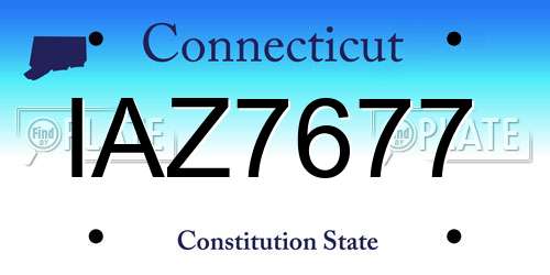 IAZ7677 Connecticut License Plate