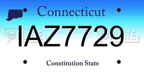 IAZ7729 Connecticut License Plate