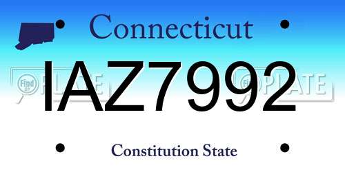 IAZ7992 Connecticut License Plate