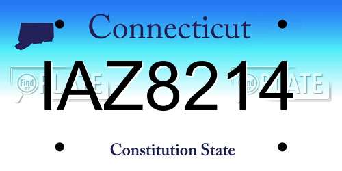 IAZ8214 Connecticut License Plate