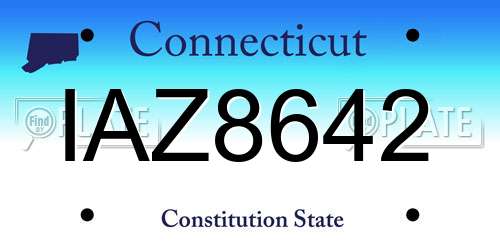 IAZ8642 Connecticut License Plate