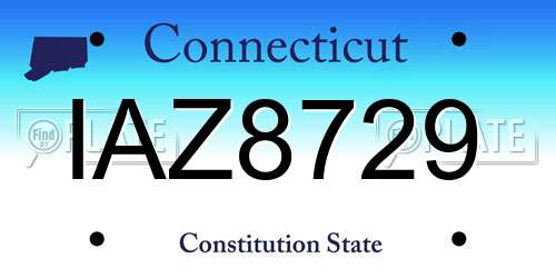 IAZ8729 Connecticut License Plate