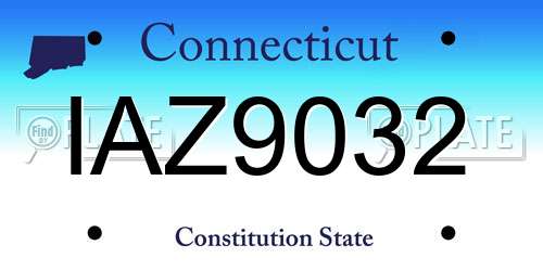 IAZ9032 Connecticut License Plate