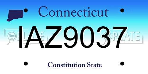 IAZ9037 Connecticut License Plate