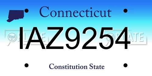 IAZ9254 Connecticut License Plate