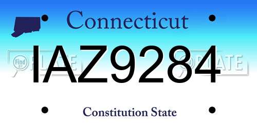 IAZ9284 Connecticut License Plate