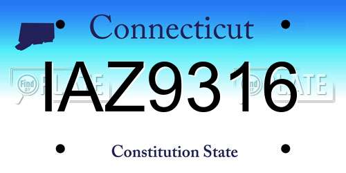 IAZ9316 Connecticut License Plate