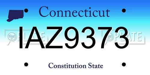IAZ9373 Connecticut License Plate