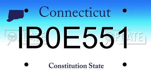IB0E551 Connecticut License Plate