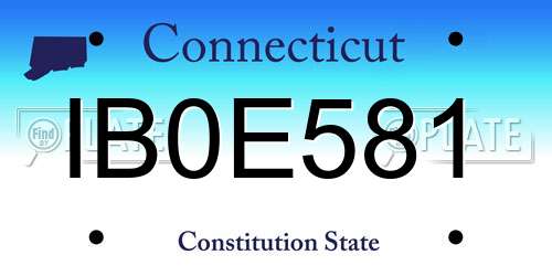 IB0E581 Connecticut License Plate