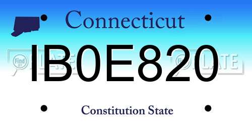 IB0E820 Connecticut License Plate