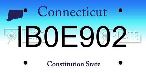 IB0E902 Connecticut License Plate