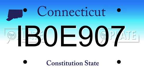 IB0E907 Connecticut License Plate