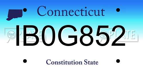 IB0G852 Connecticut License Plate