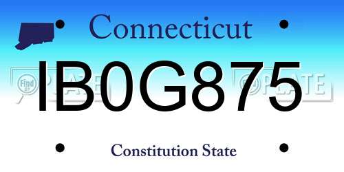 IB0G875 Connecticut License Plate