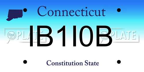 IB1I0B Connecticut License Plate