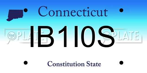 IB1I0S Connecticut License Plate
